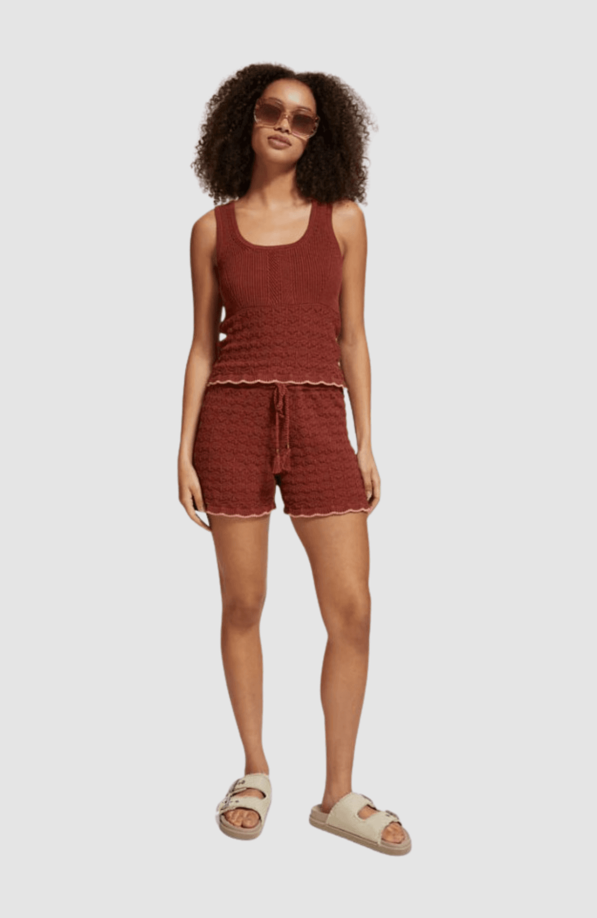 Pointelle knitted short