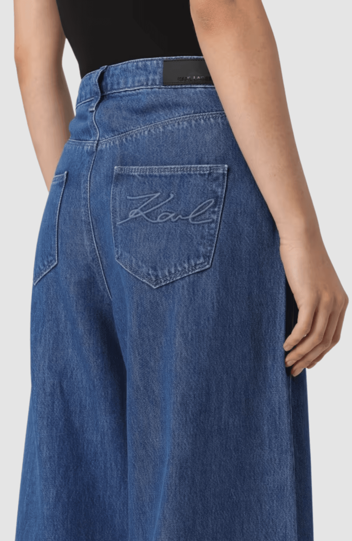 Folded Wide Leg Denim Pants