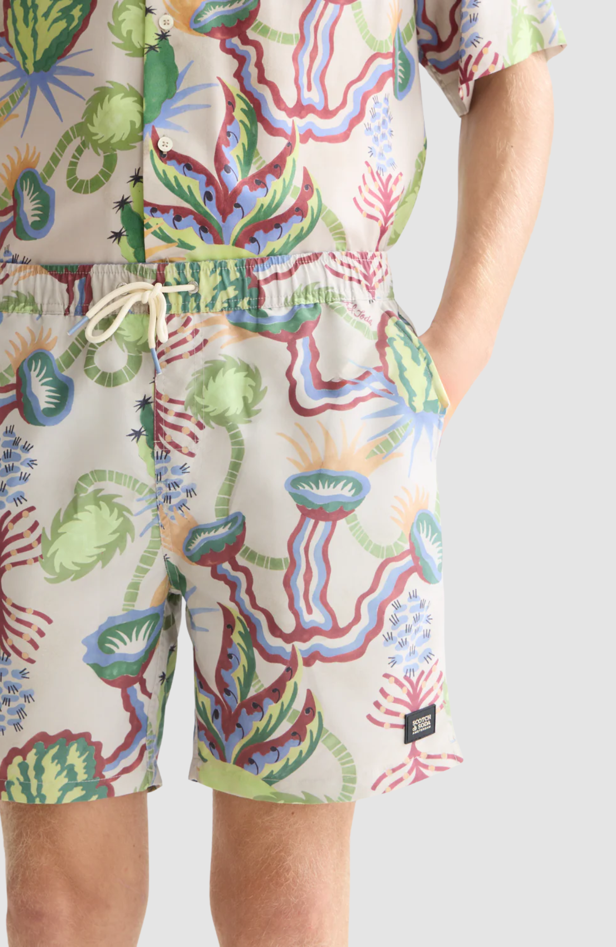 Printed midlength swim shorts
