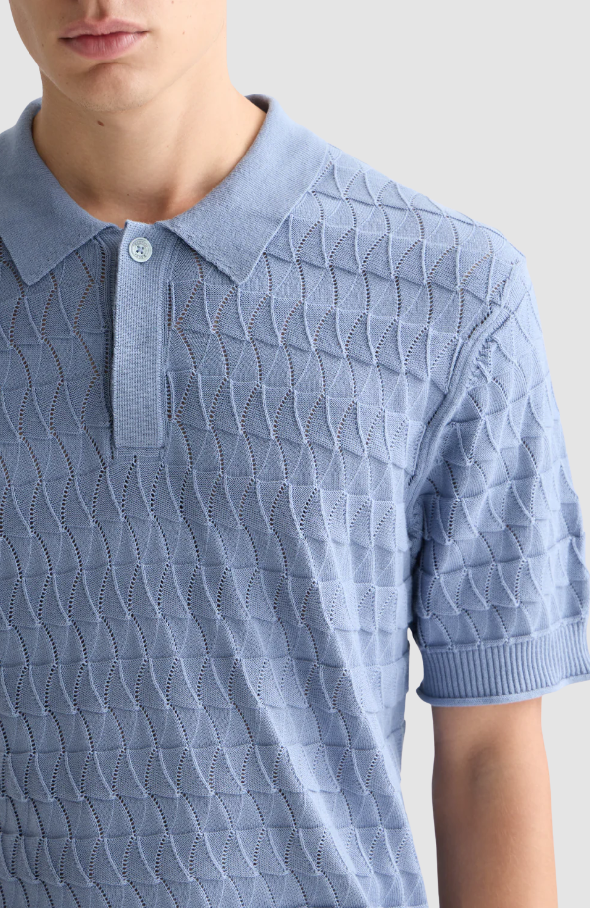 Pointelle knitted regular fit polo