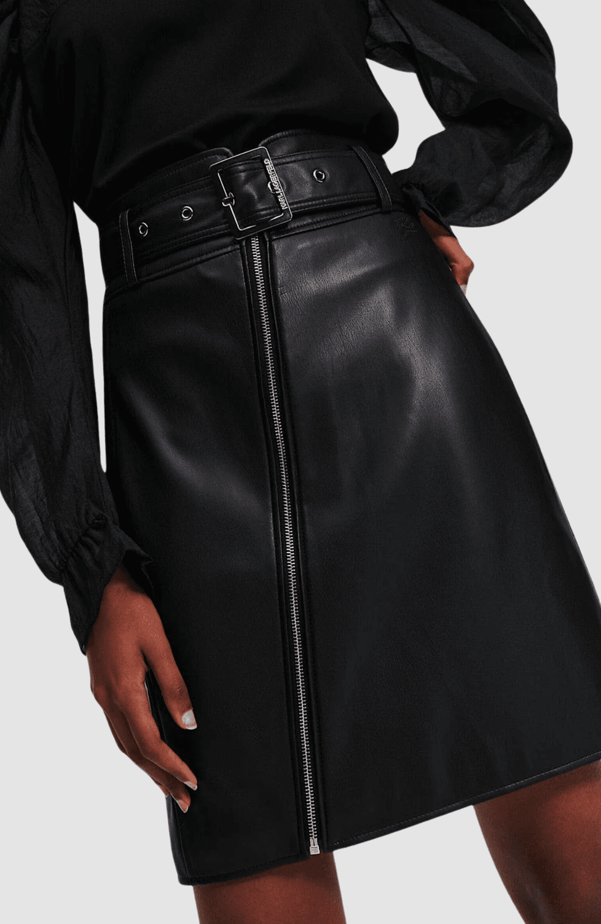 Faux Leather Skirt W/Zip