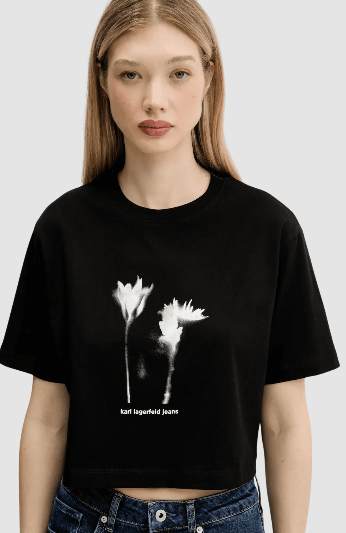 Klj Regular Cropped Flower Tee