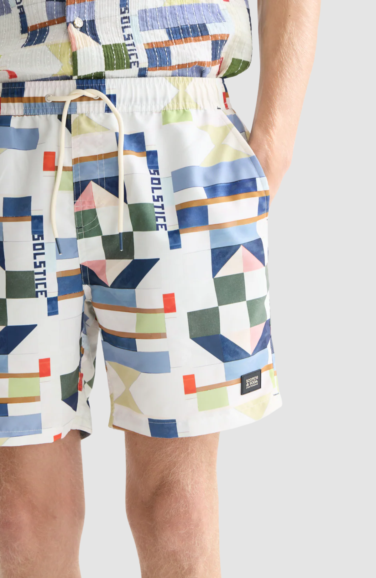 Printed midlength swim shorts