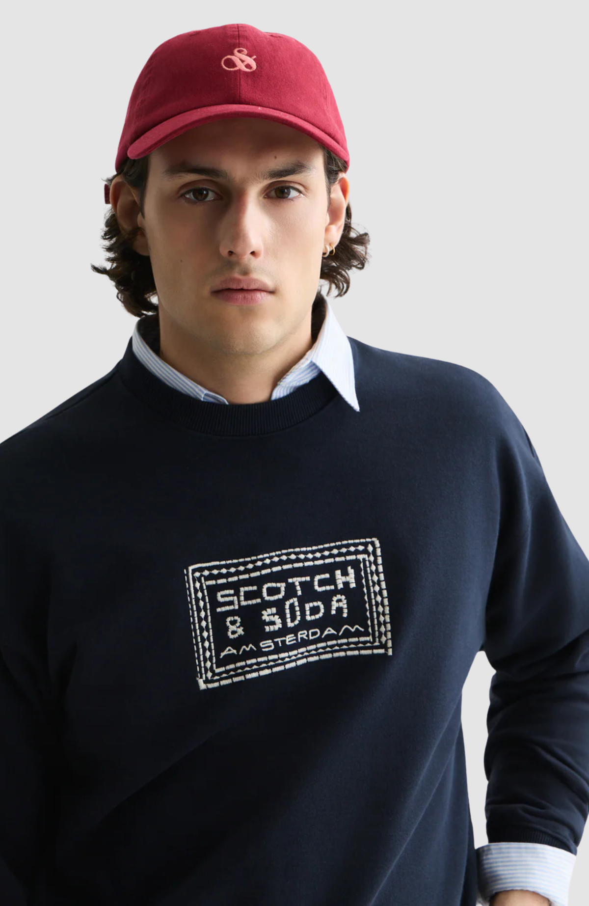 Front Embroidered Artwork Relaxed-Fit Sweatshirt
