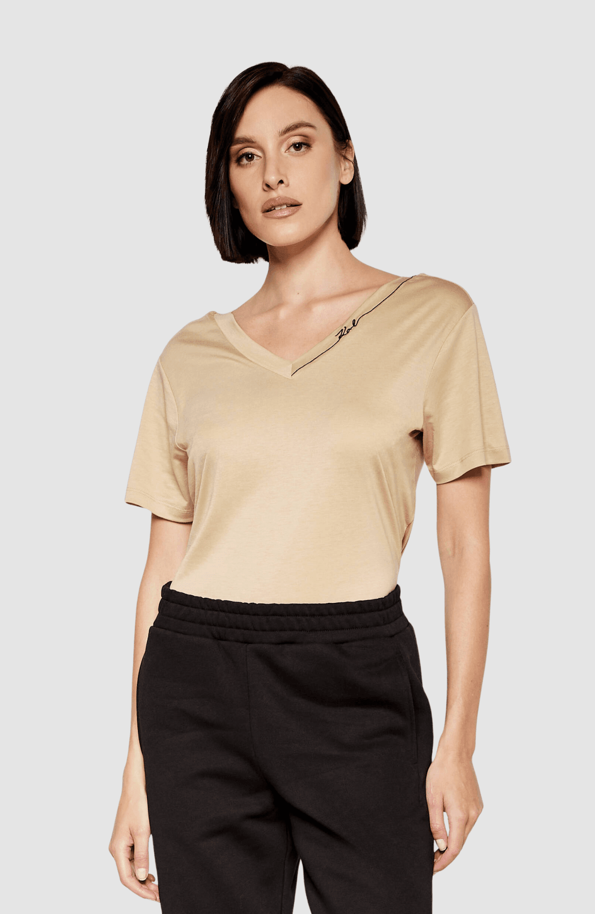 Karl Signature V-Neck T-Shirt
