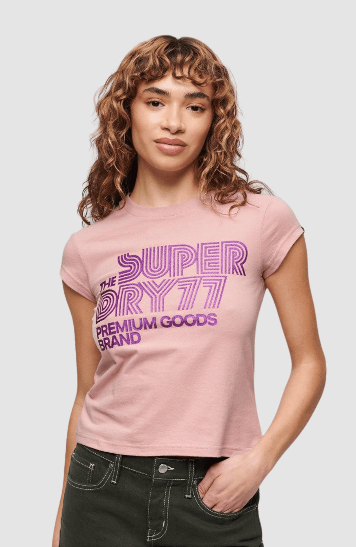 Retro Glitter Logo Cap Slv Tee