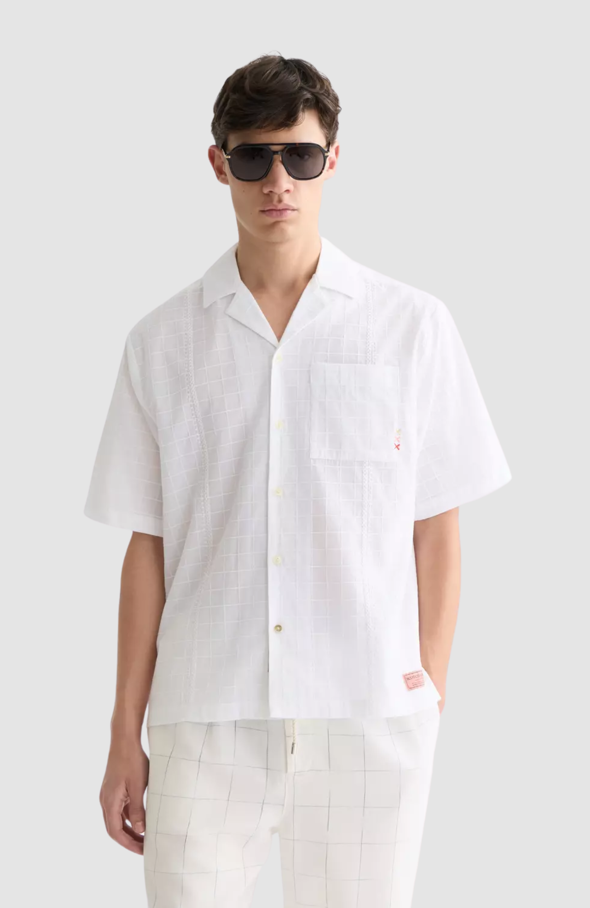 Embroidered structured relaxedfit shortsleeved shirt