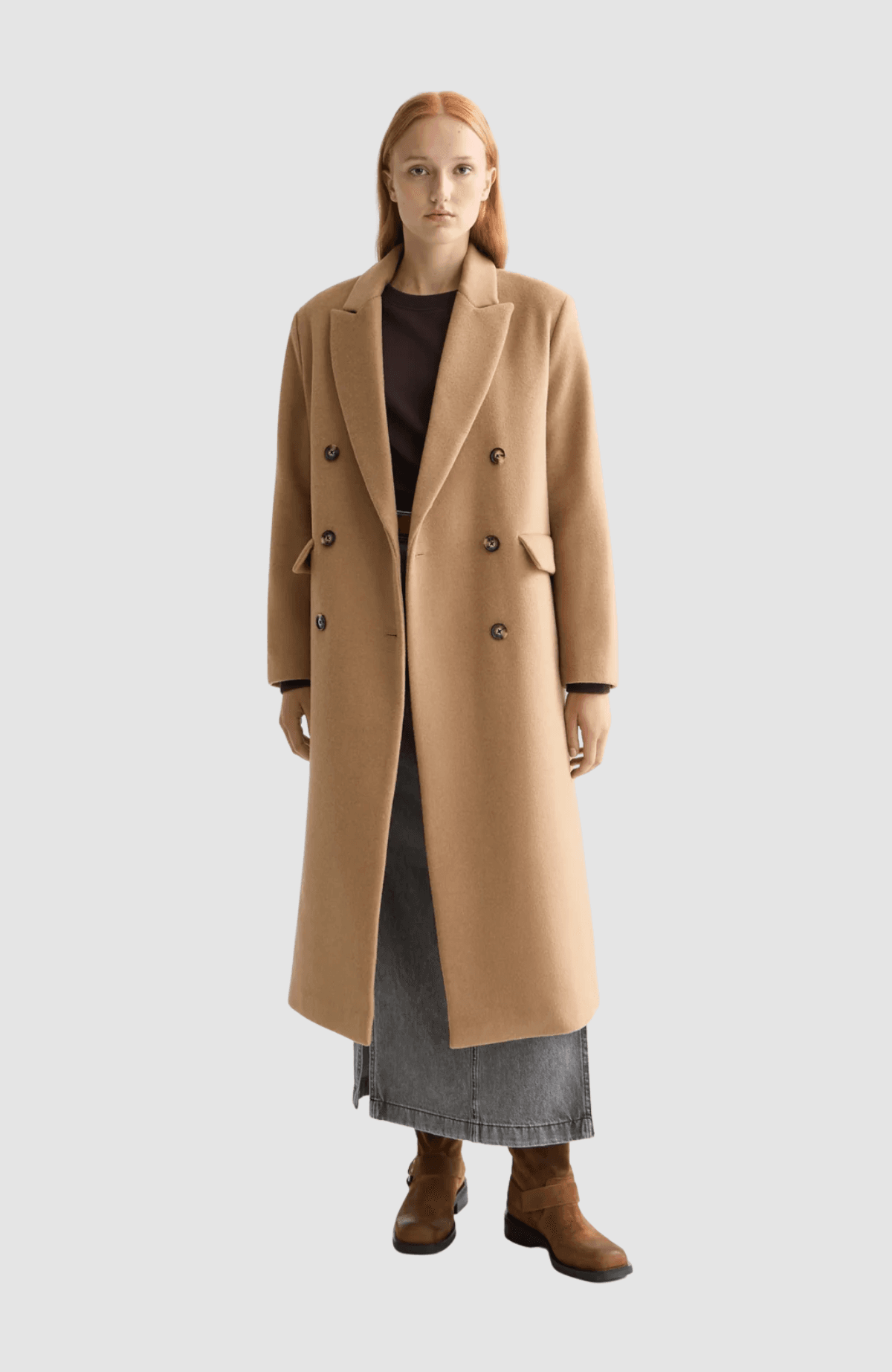 Double Breasted Tailored Wool blend Coat