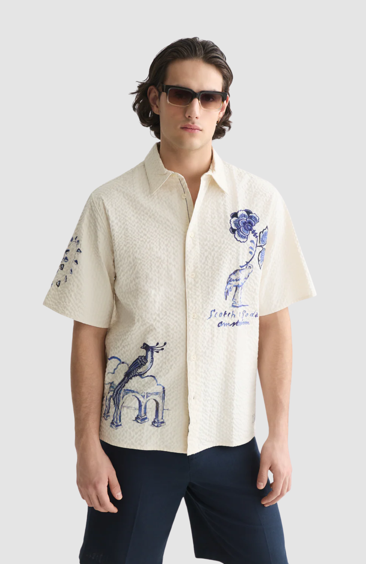 Delfts Blauw Worked-Out Relaxed-Fit Short-Sleeved Shirt