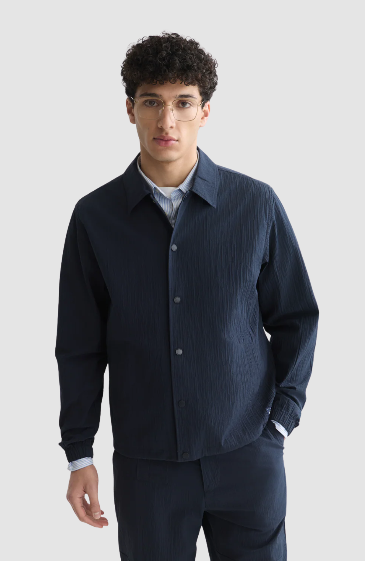 Crinckled Cotton-Blend Coach Jacket