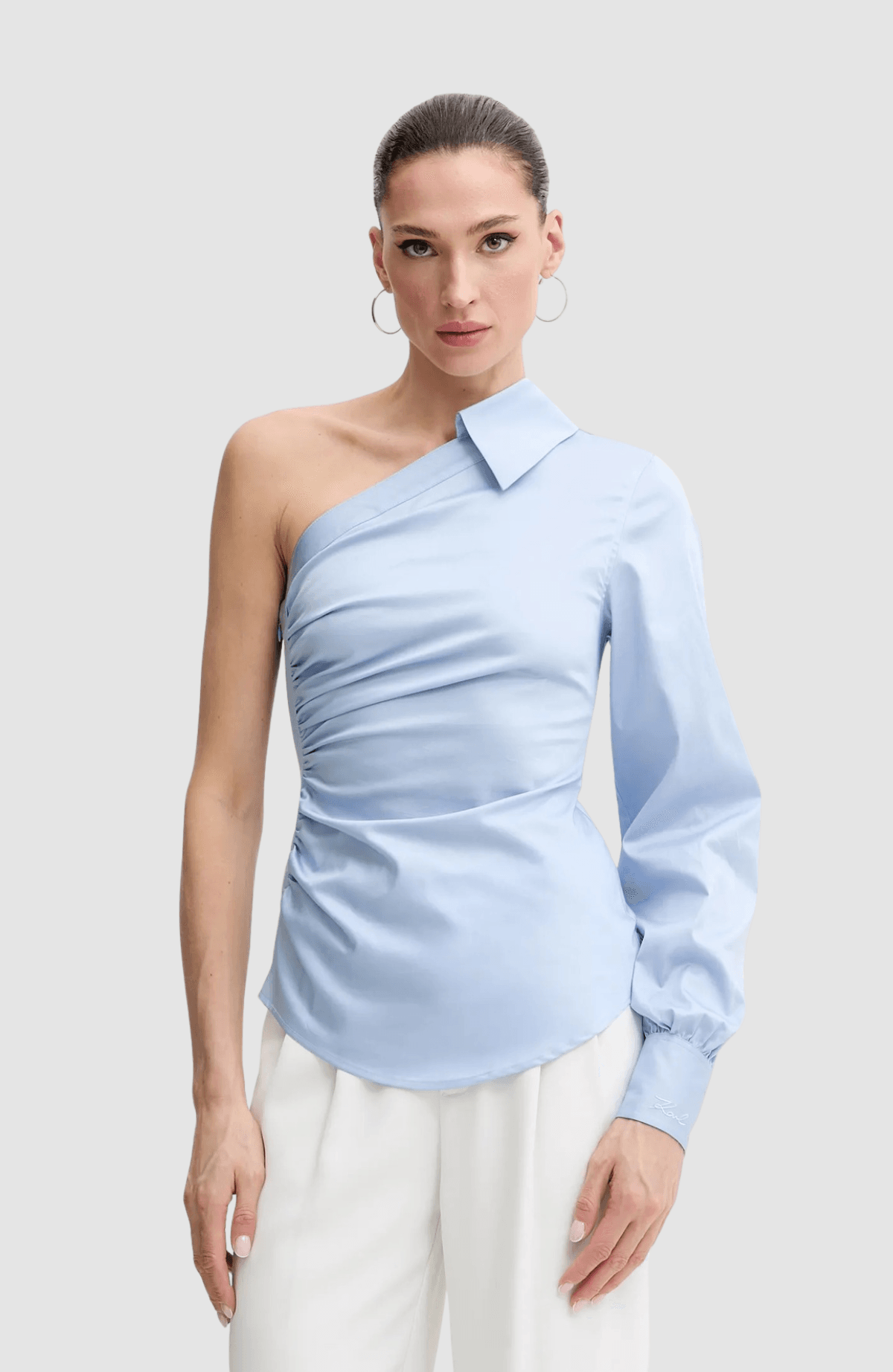 One Shoulder Poplin Blouse