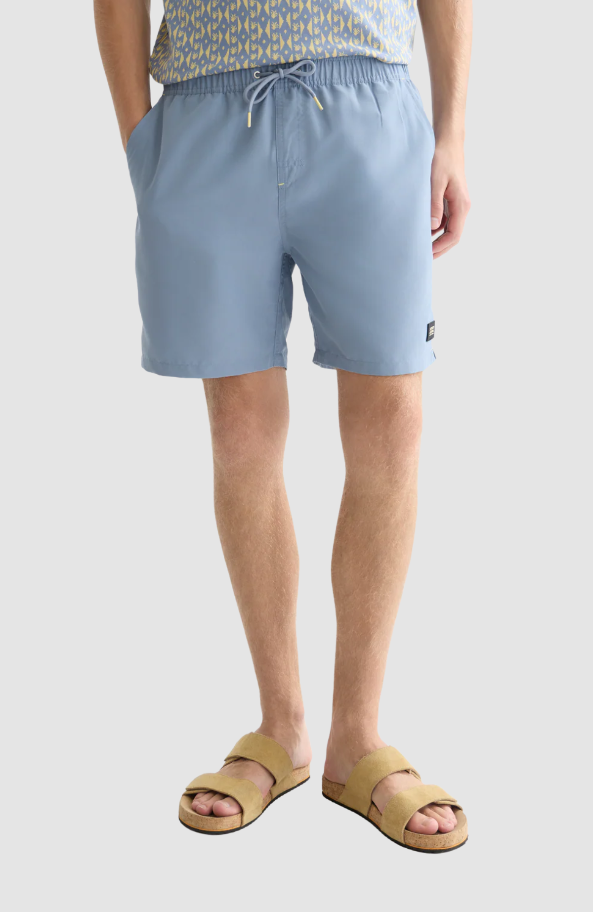 Solid midlength swim shorts