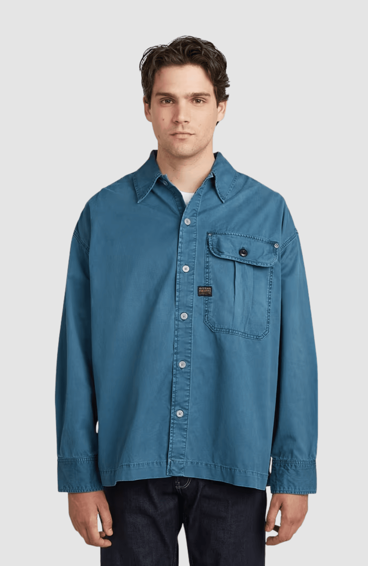 Pleated 1-pkt boxy shirt