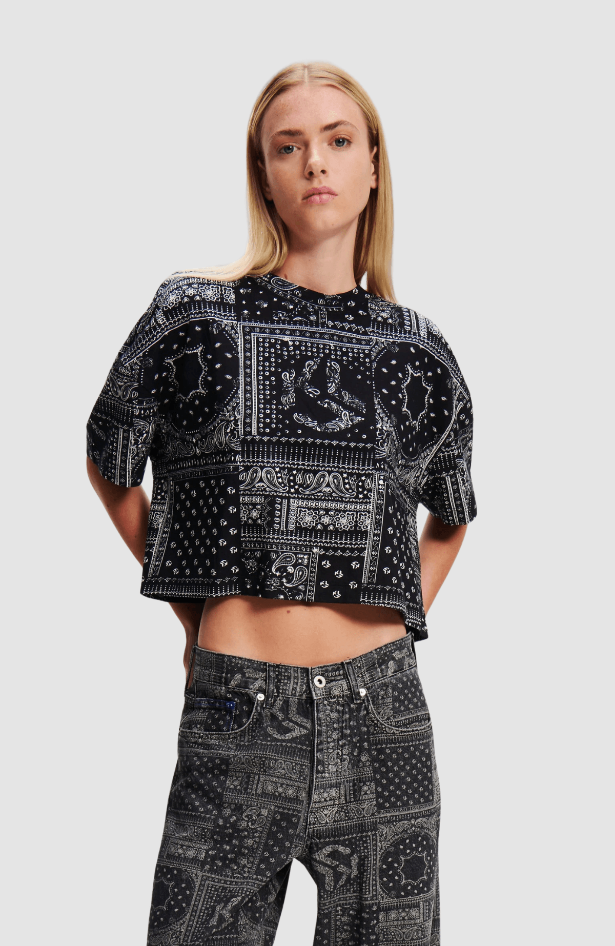 KLJ Oversize Crop Aop Sslv Tee
