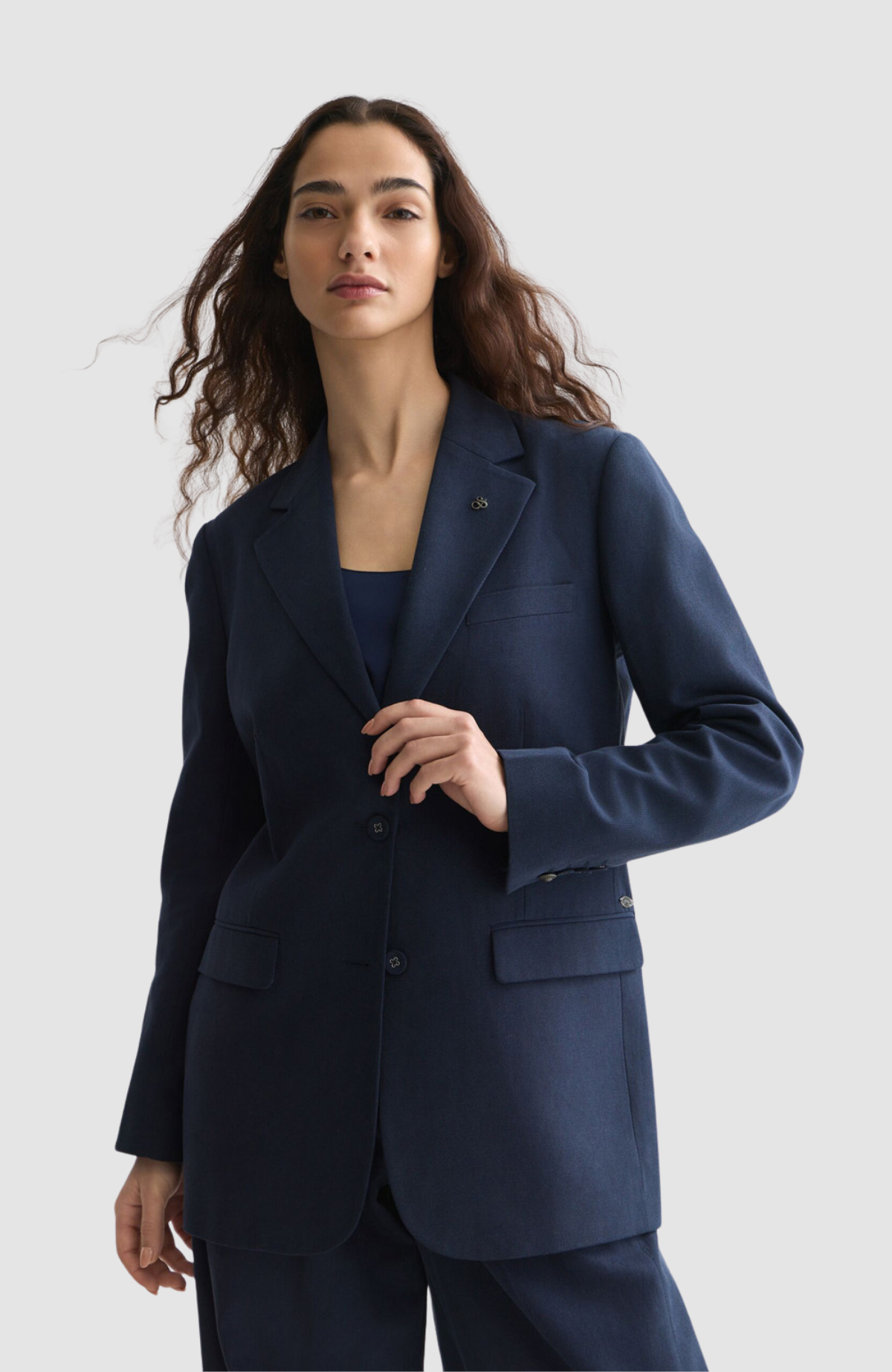 Gabardine relaxed single breasted blazer