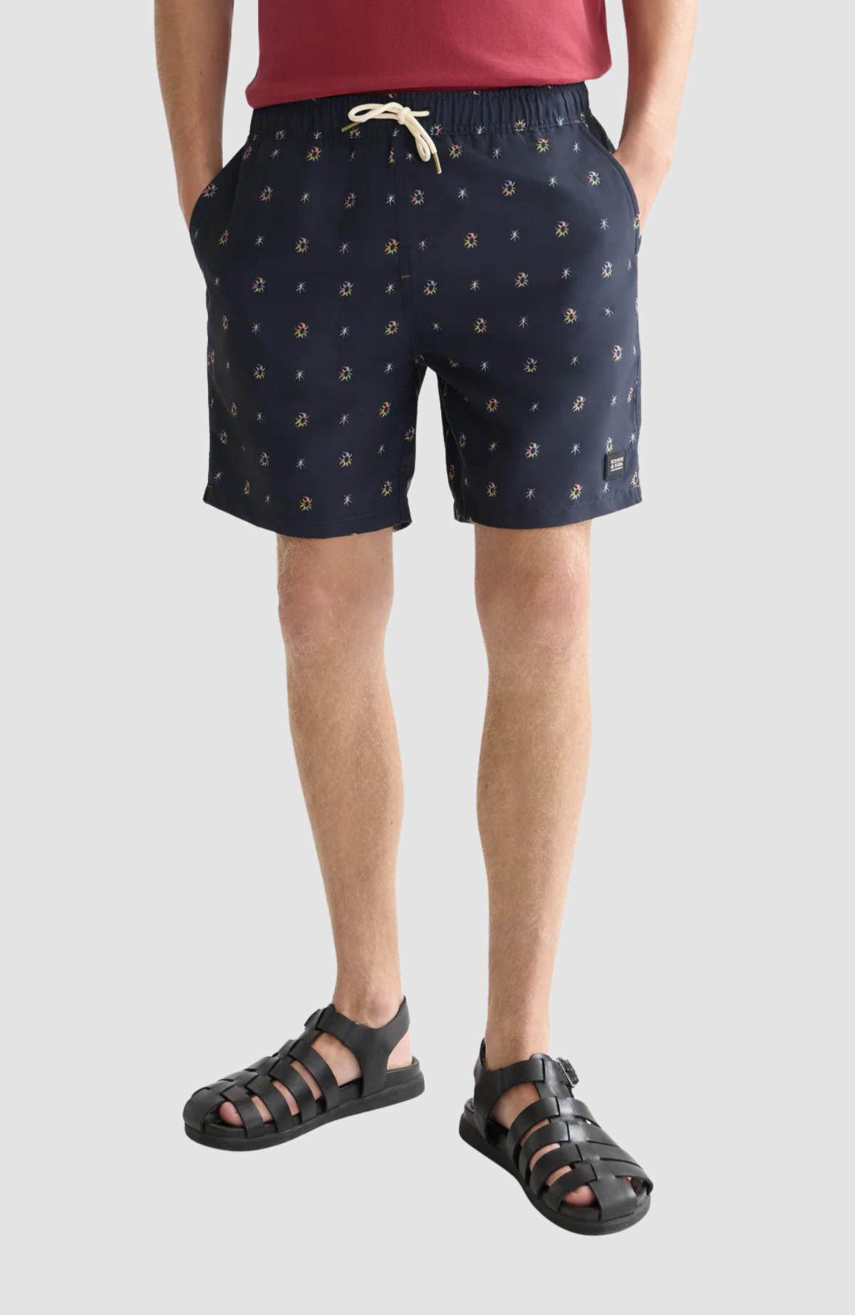 Mini print midlength swim shorts