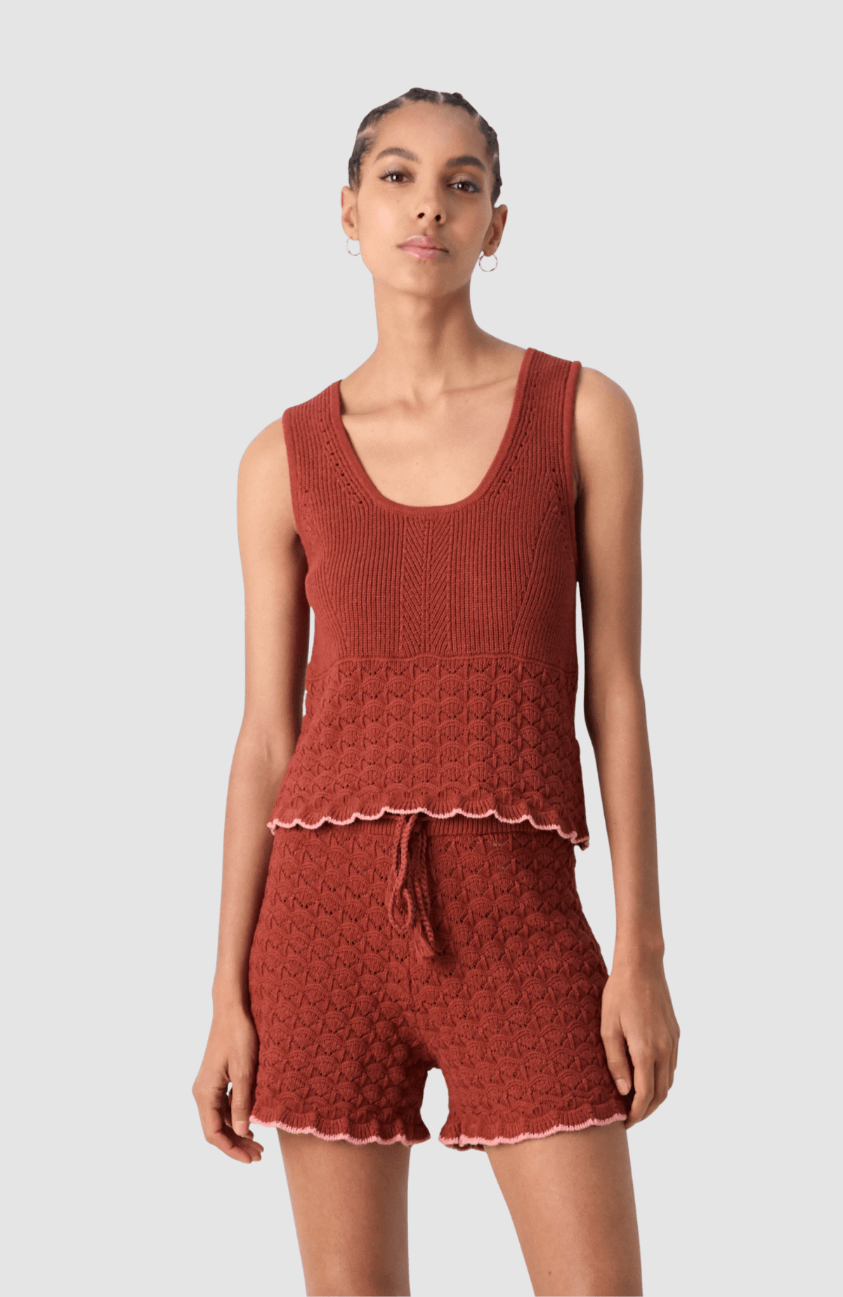 Relaxed fit pointelle knitted tank