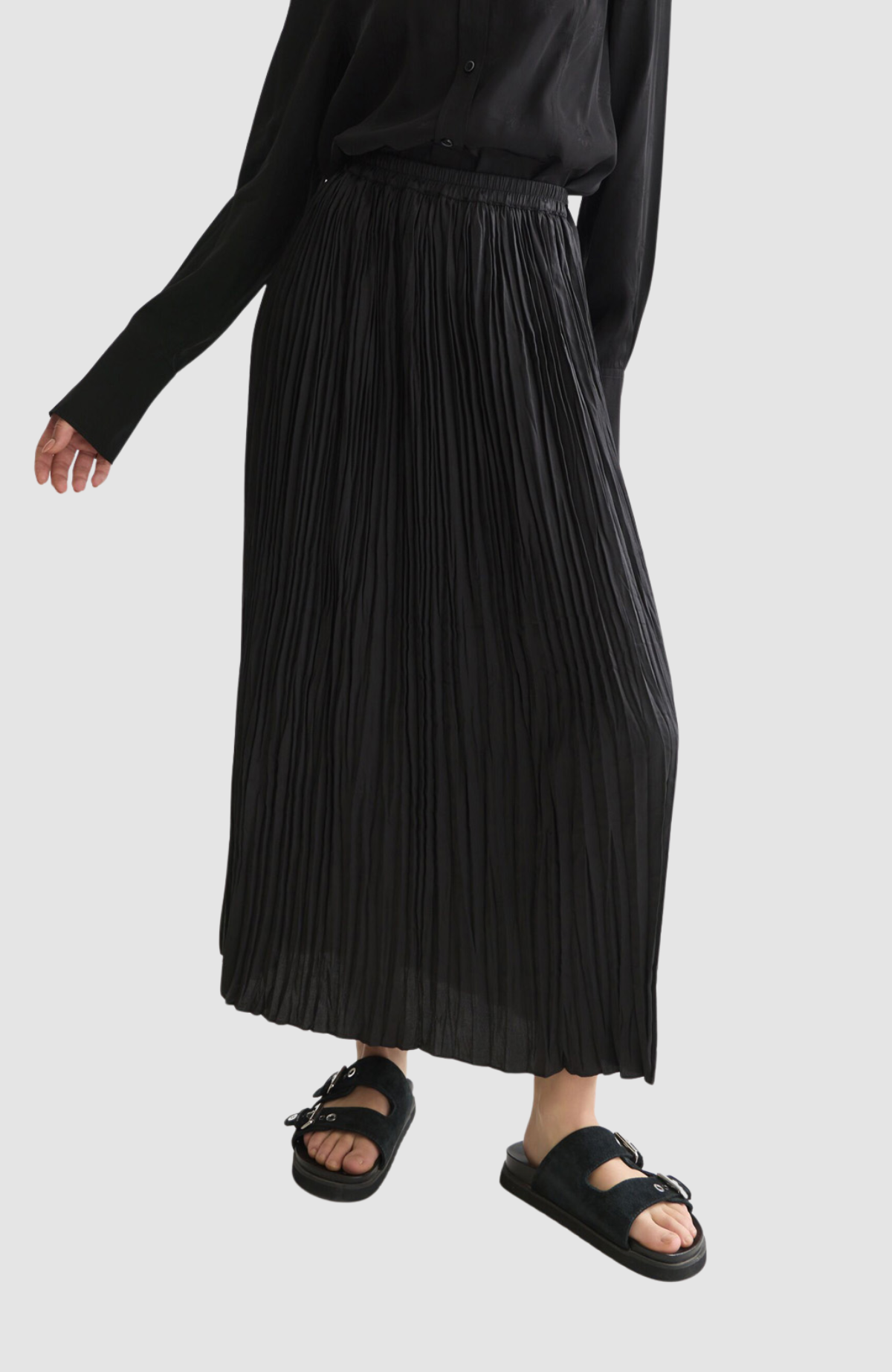 Printed micro pleat ankle length skirt