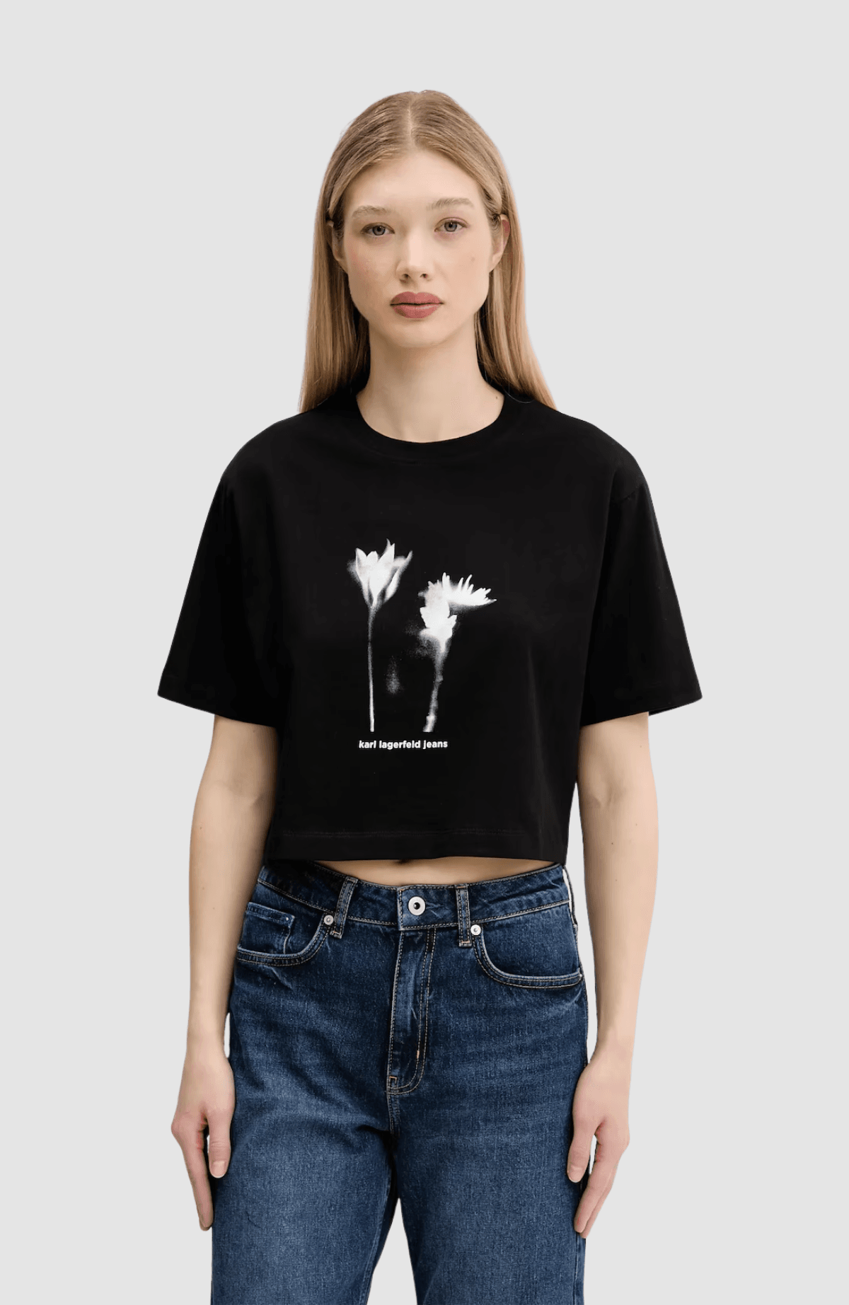 Klj Regular Cropped Flower Tee