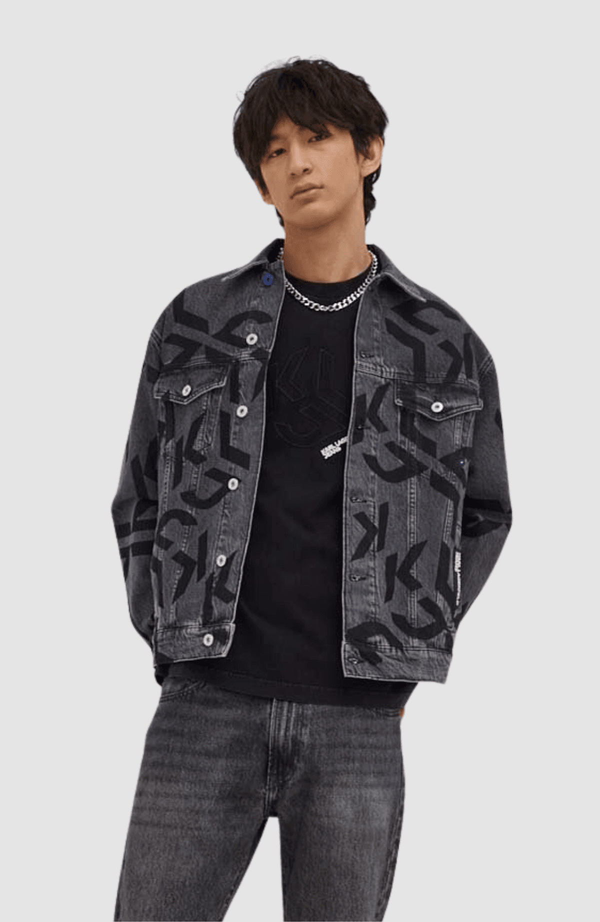 Washed Grey Monogram Aop