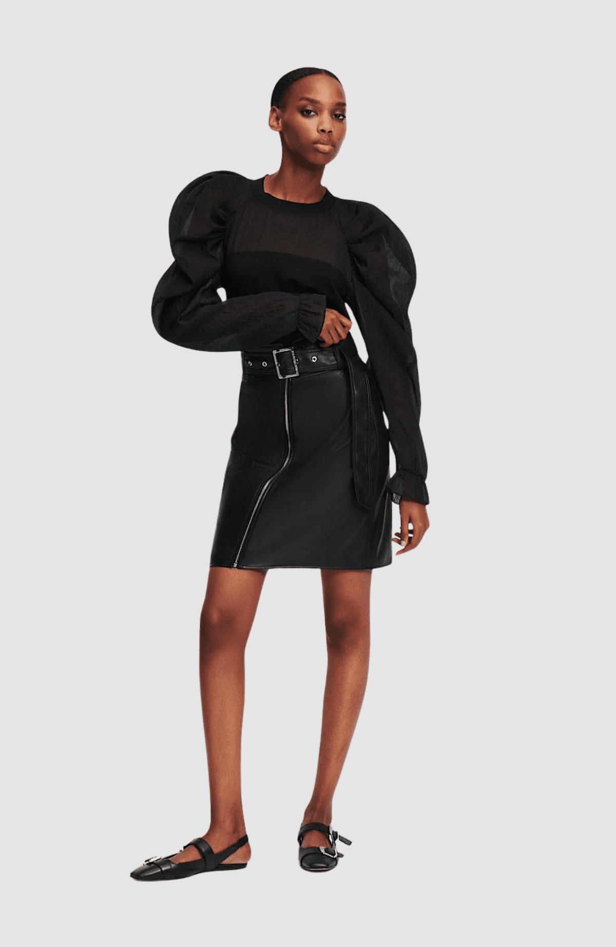 Faux Leather Skirt W/Zip