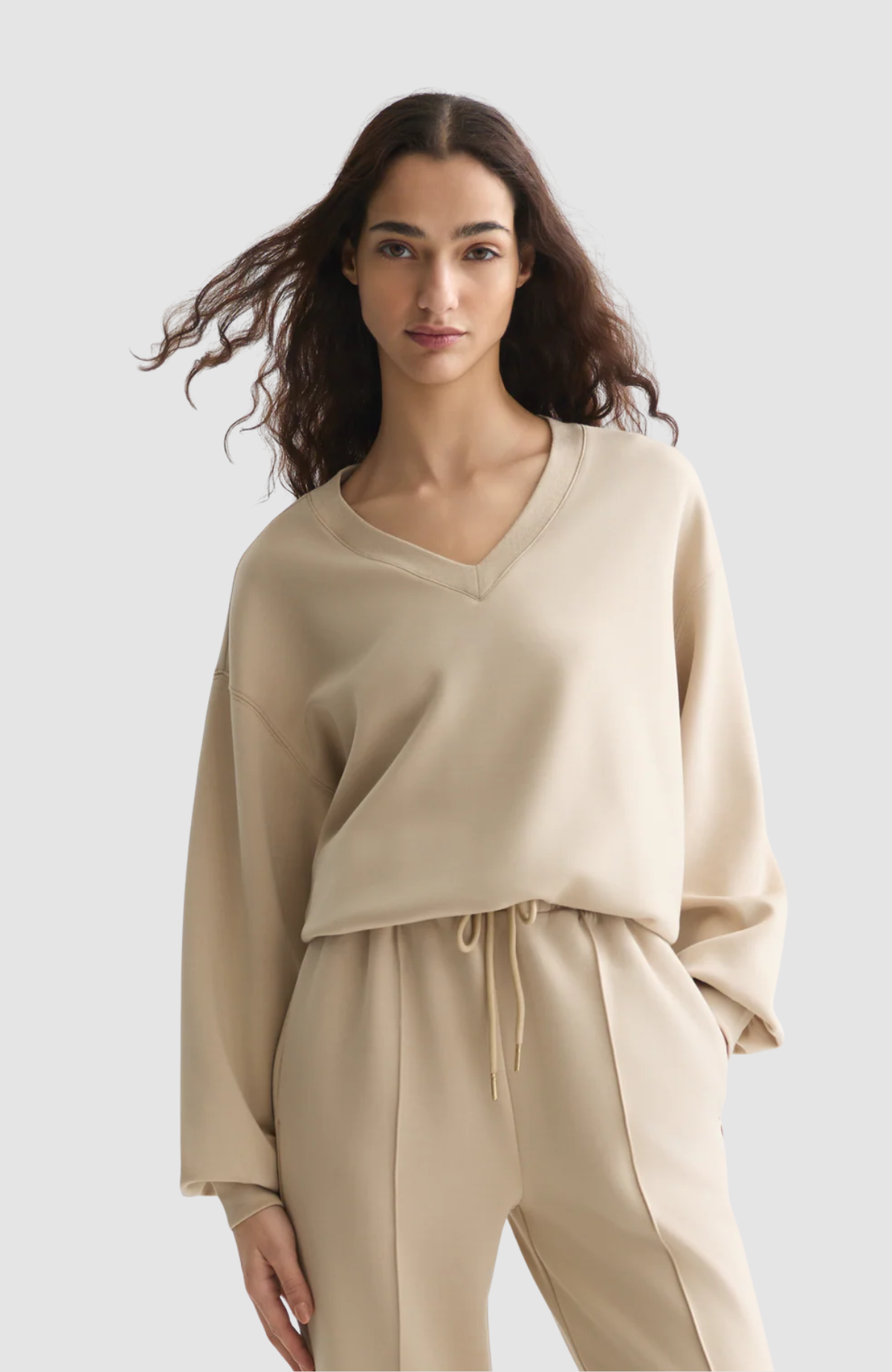 Modal V-neck sweatshirt
