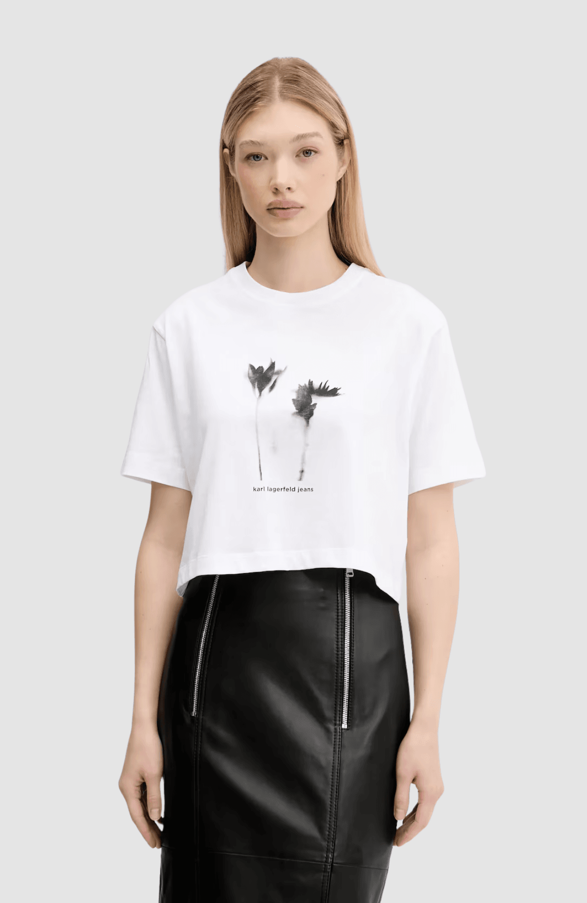 Klj Regular Cropped Flower Tee
