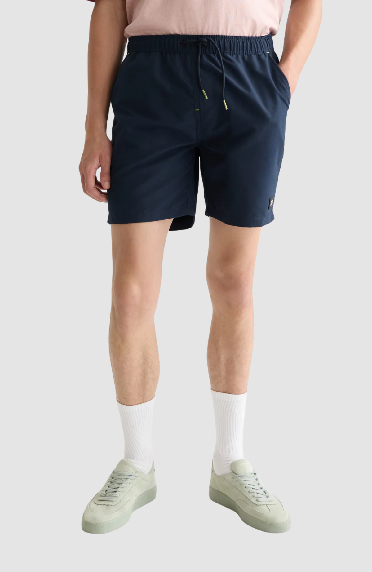 Solid midlength swim shorts