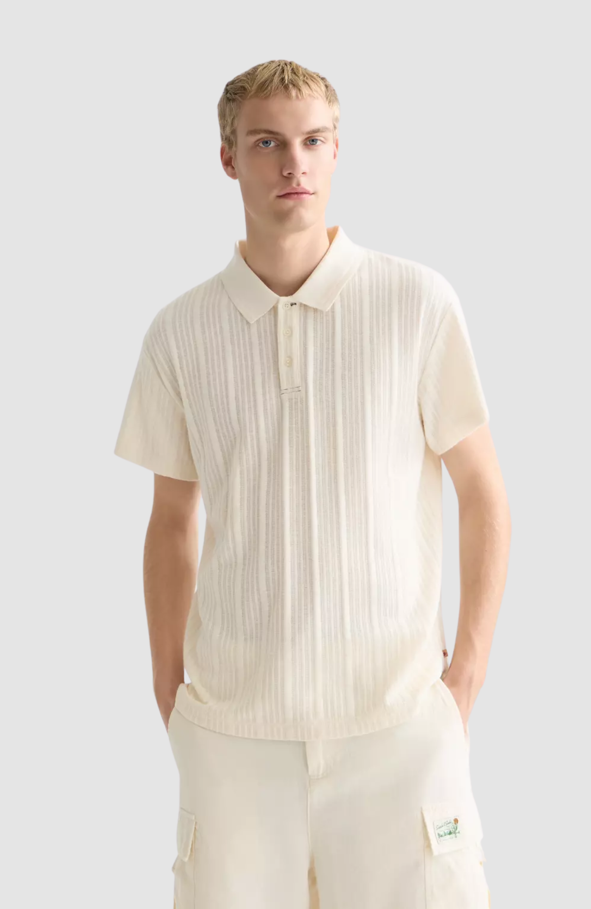 Structured ribbed relaxedfit polo