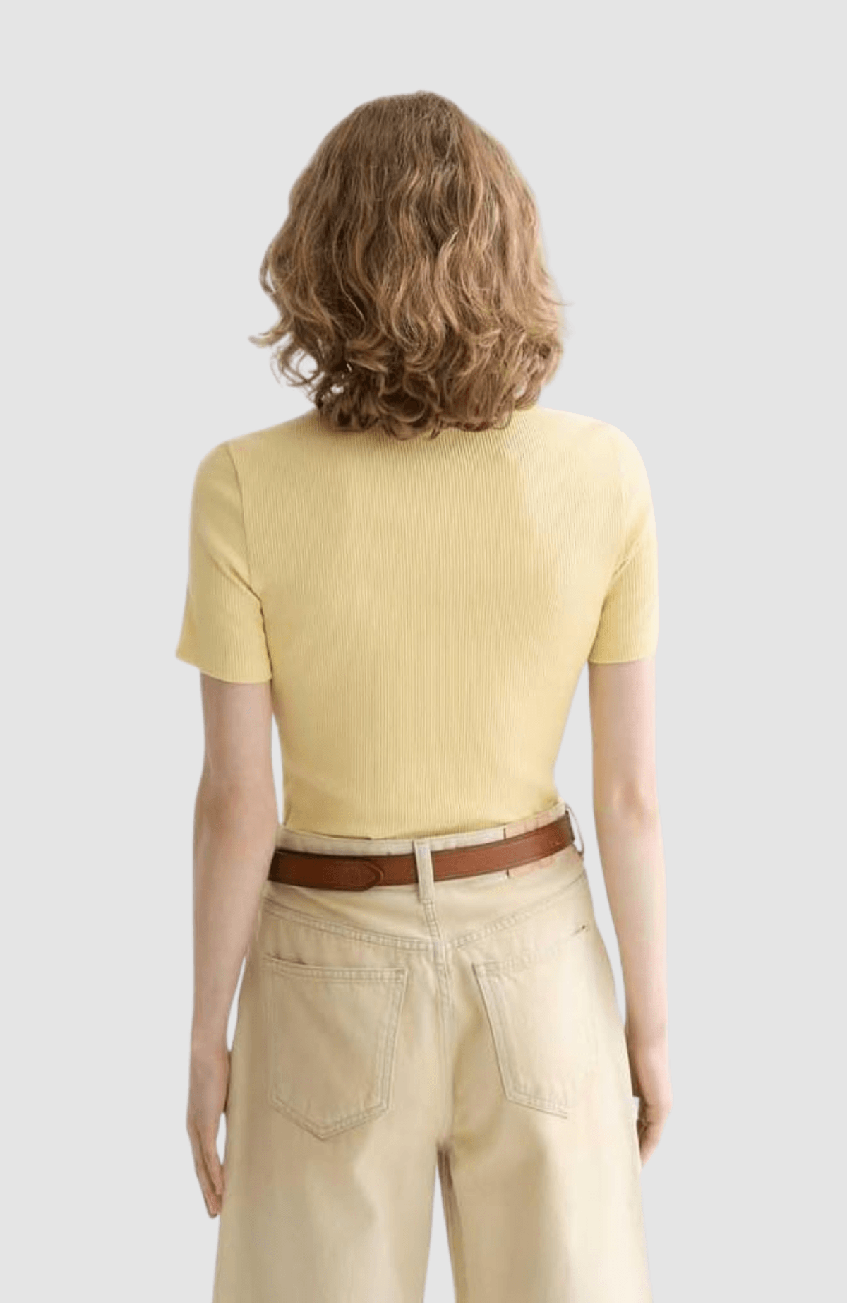 Mock neck rib T-shirt