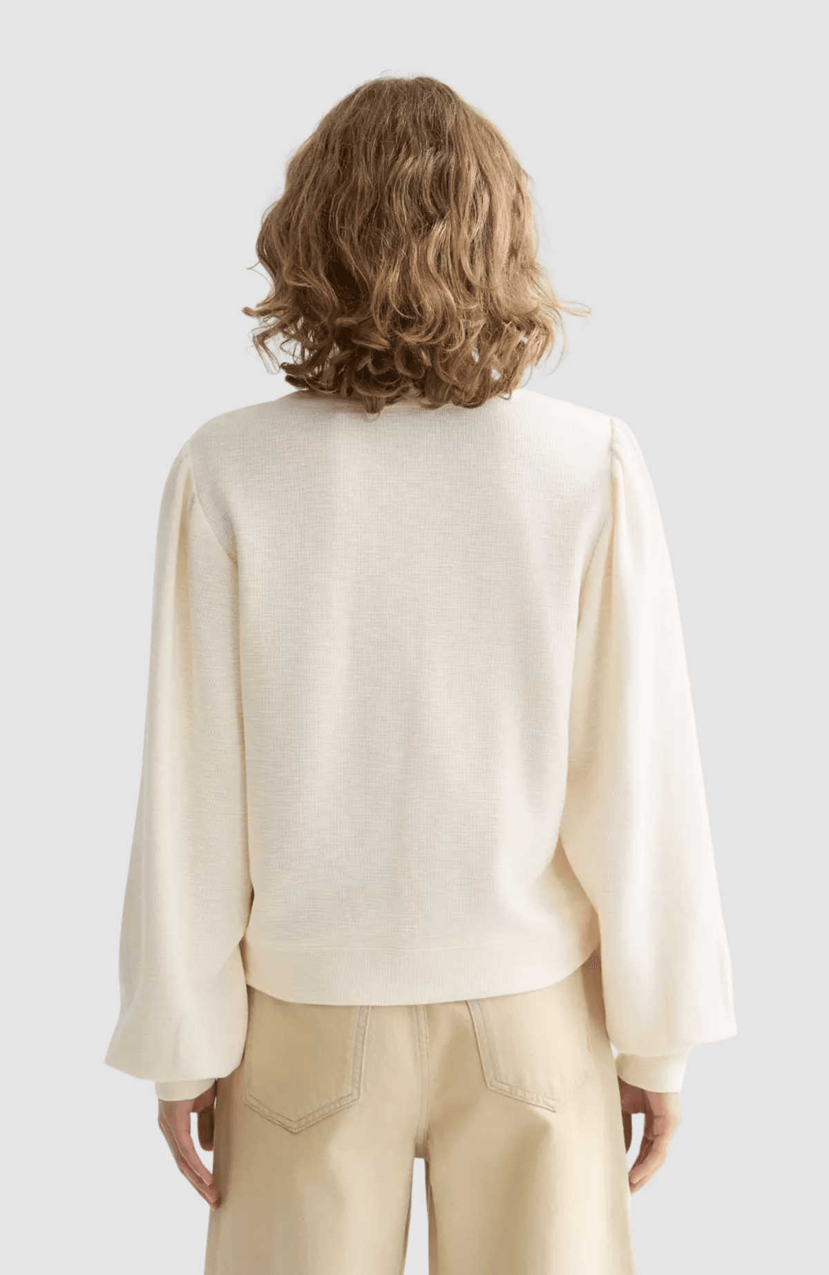 Open neck sweatshirt with woven front placket