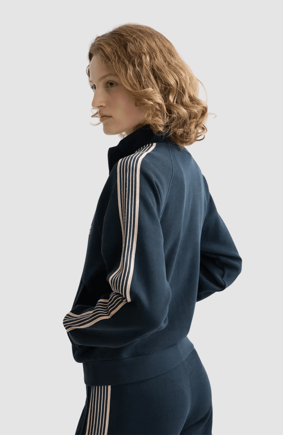 Zip through interlock sweatshirt