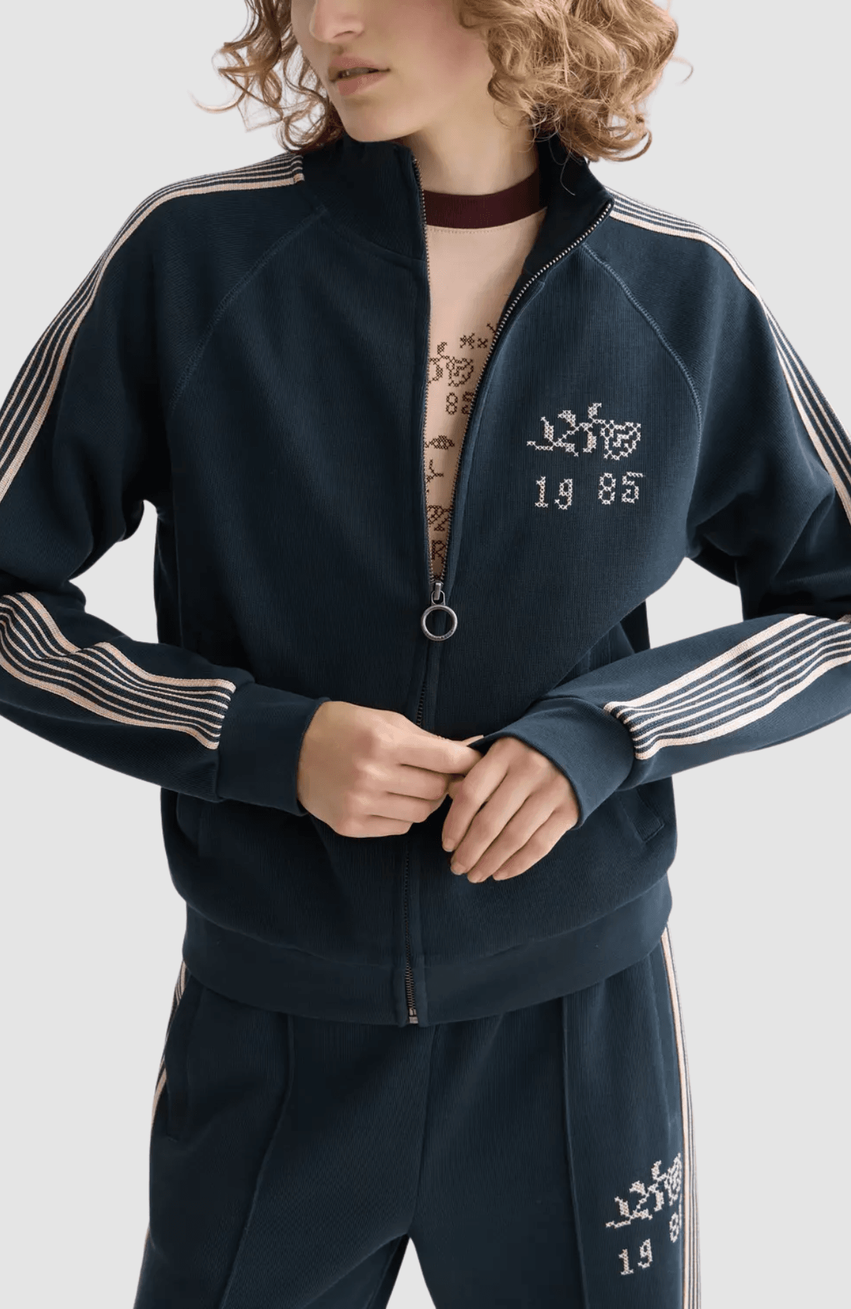 Zip through interlock sweatshirt