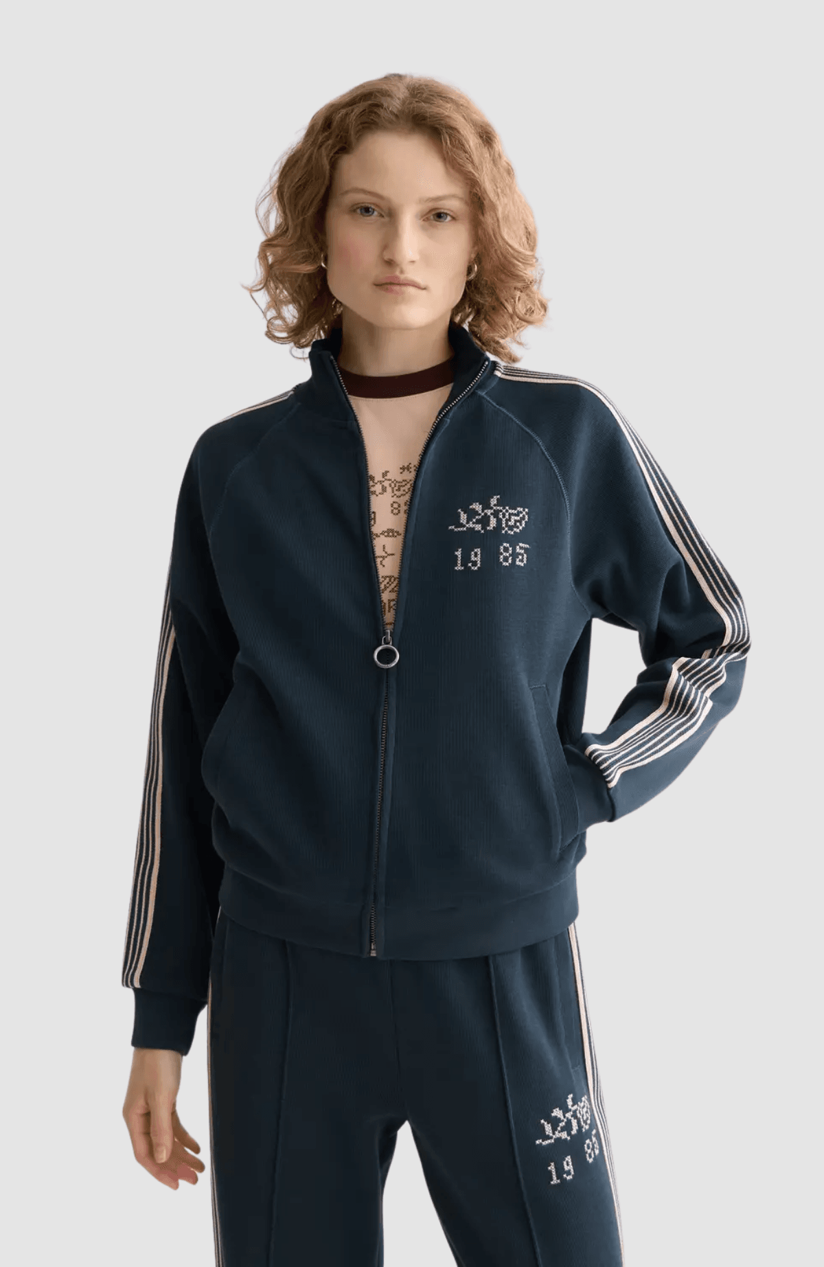 Zip through interlock sweatshirt