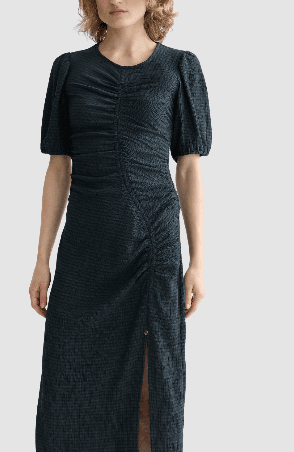 Open structured jersey midi dress