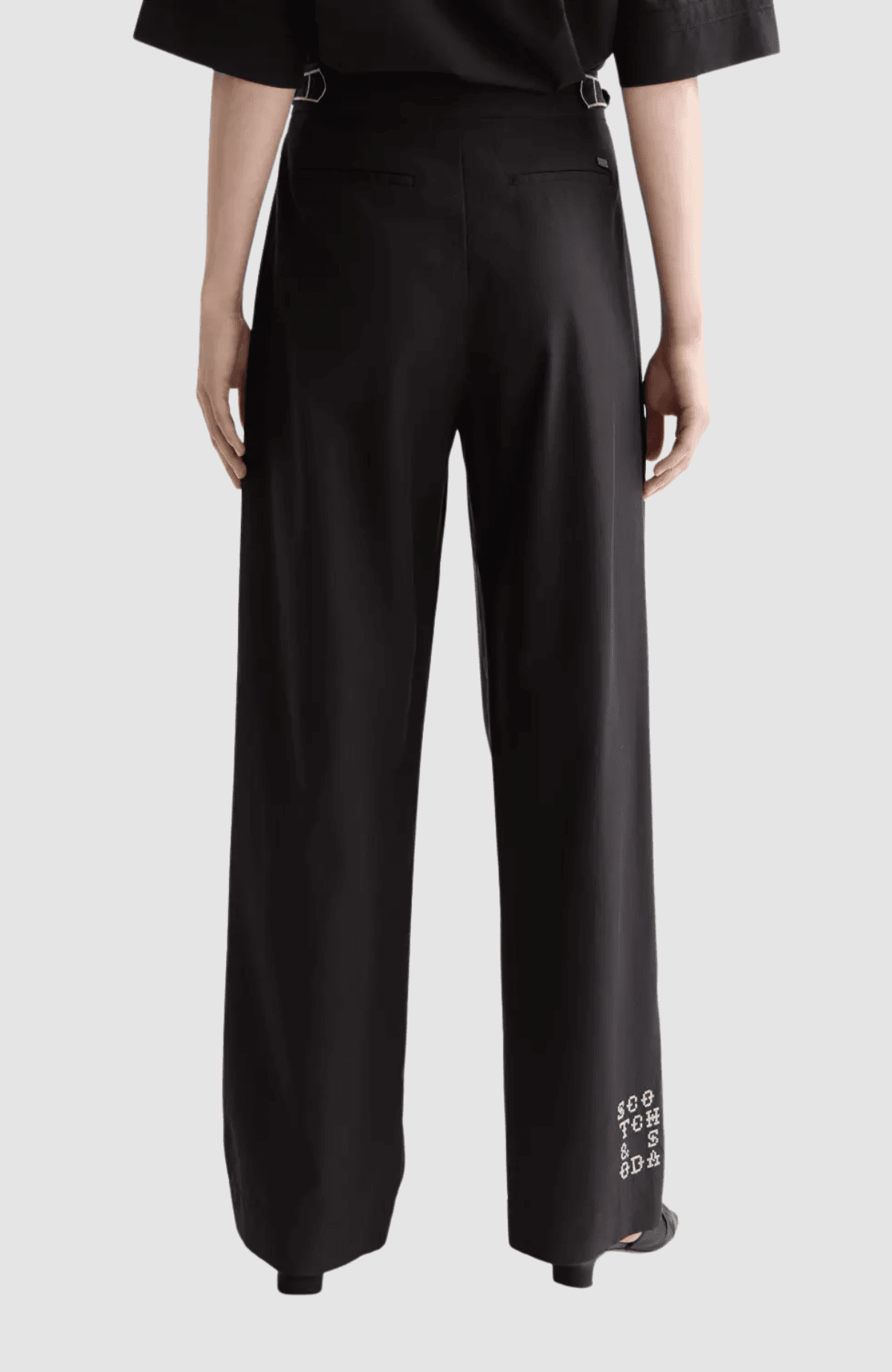 Quinn - mid rise wide leg pants with cross-stitching