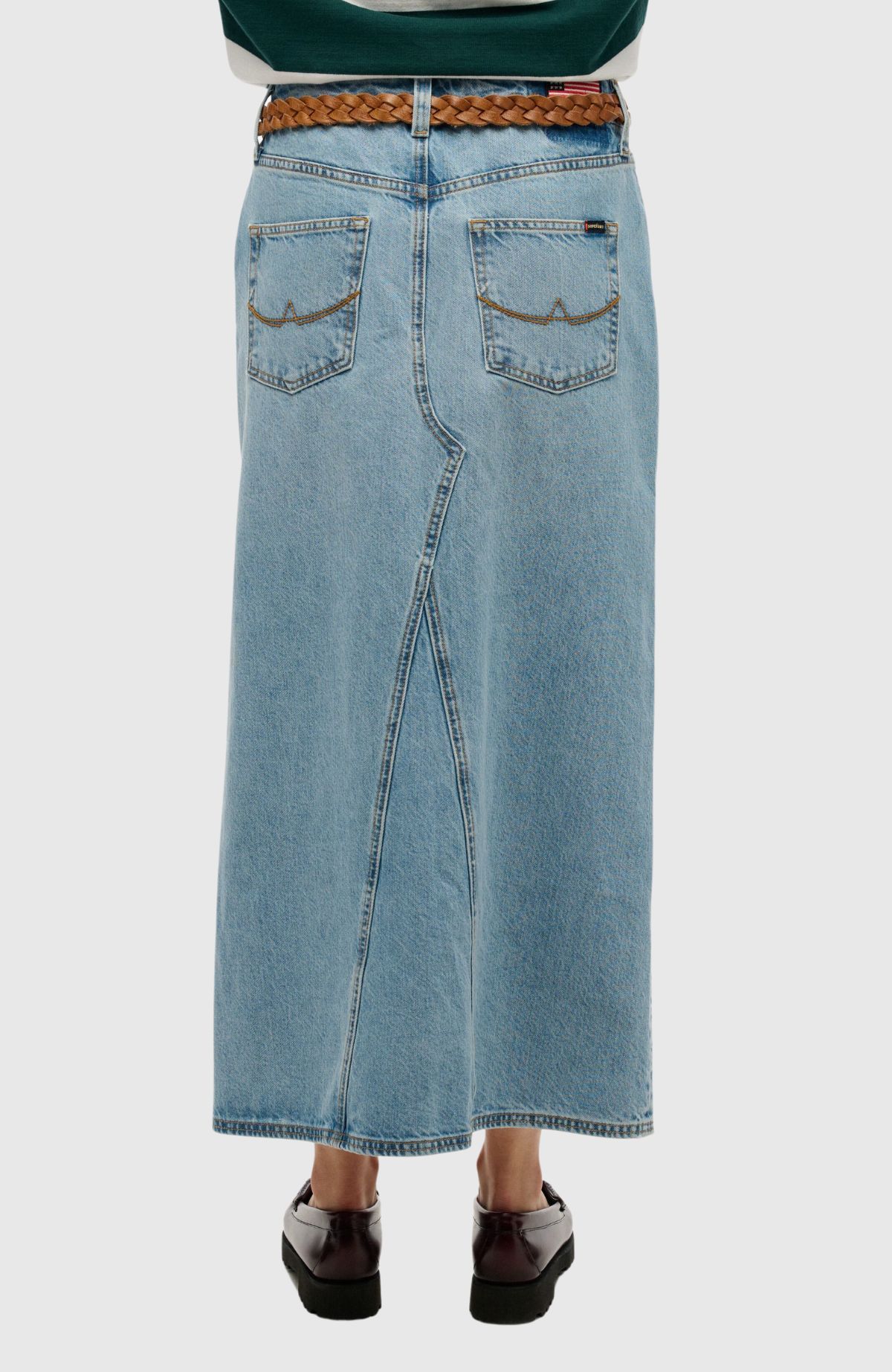 Denim Split Maxi Skirt