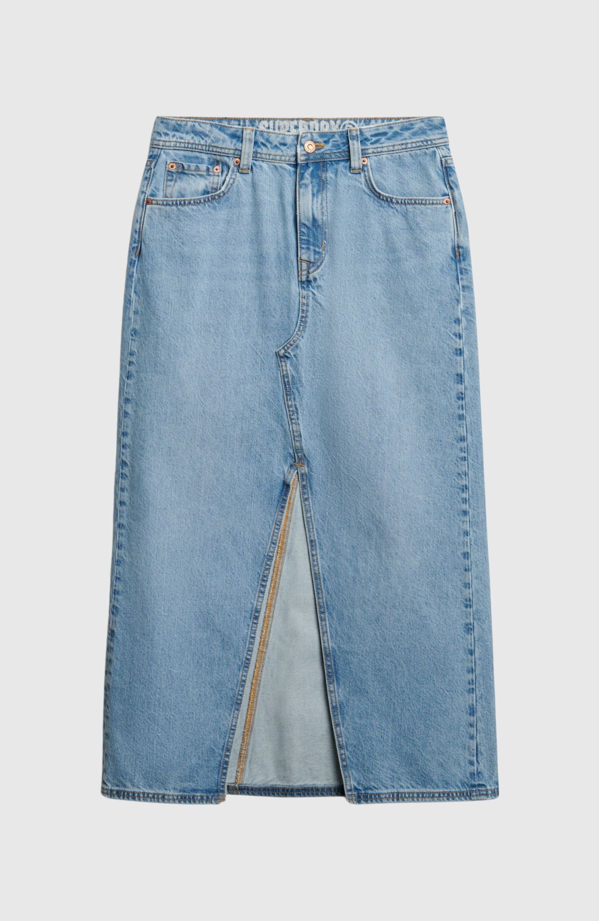Denim Split Maxi Skirt