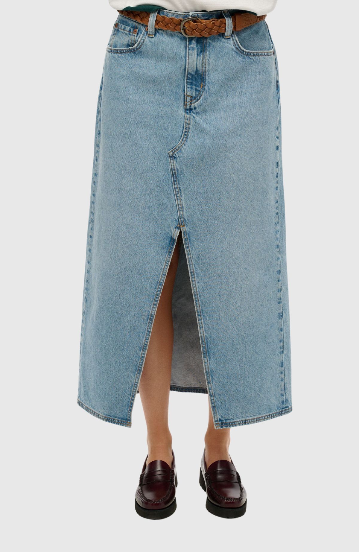 Denim Split Maxi Skirt