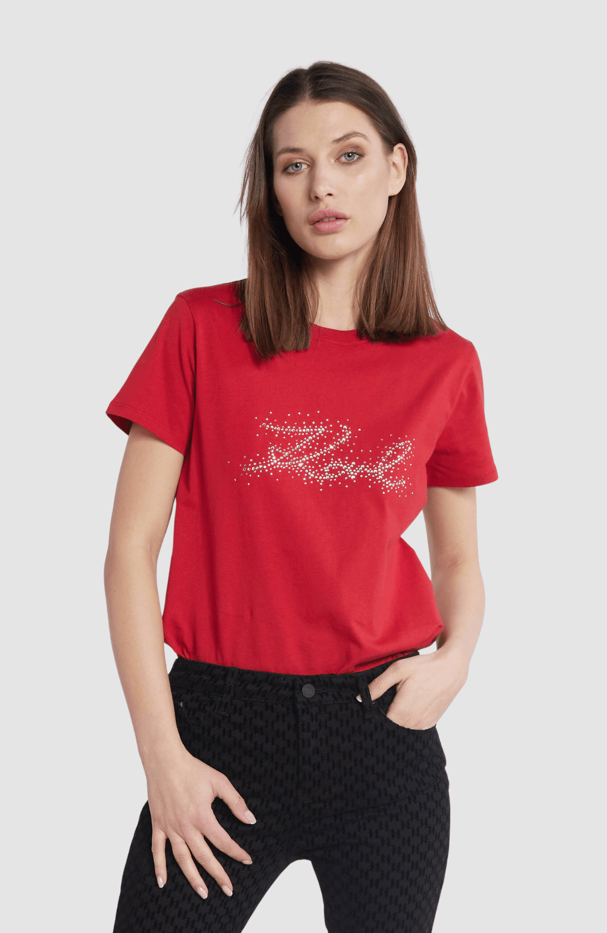 Rhinestone Karl Logo T-Shirt