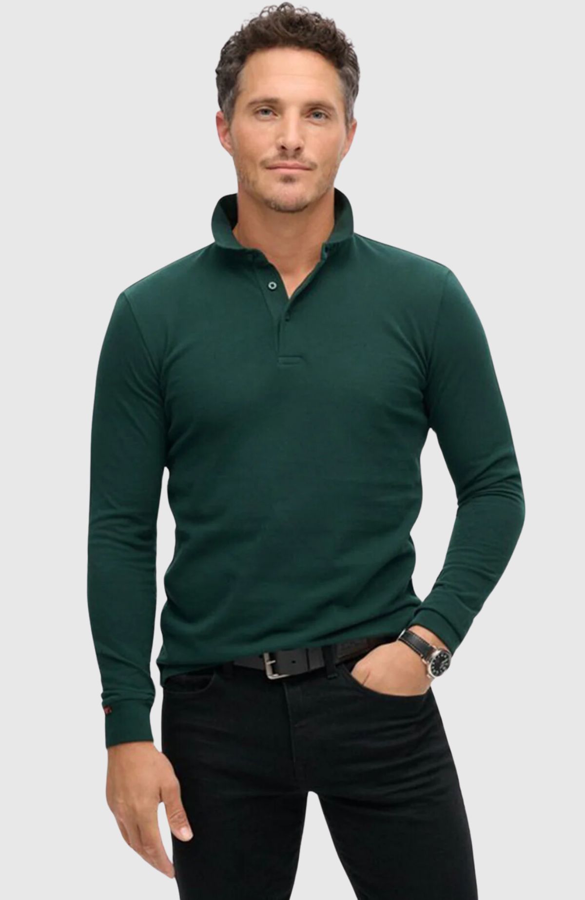 Cotton Long Sleeve Pique Polo