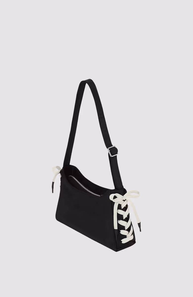 KLJ Nylon Lace Up Shoulder Bag