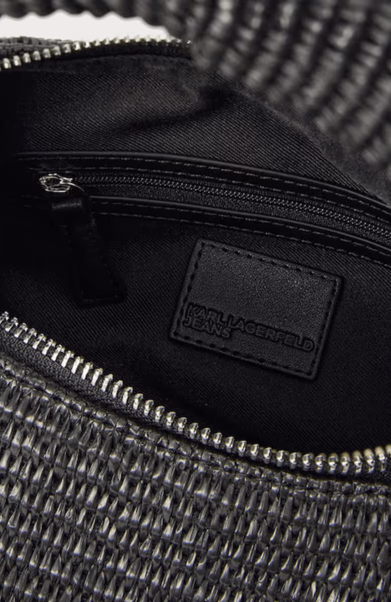 KLJ Box Logo Raffia Hobo