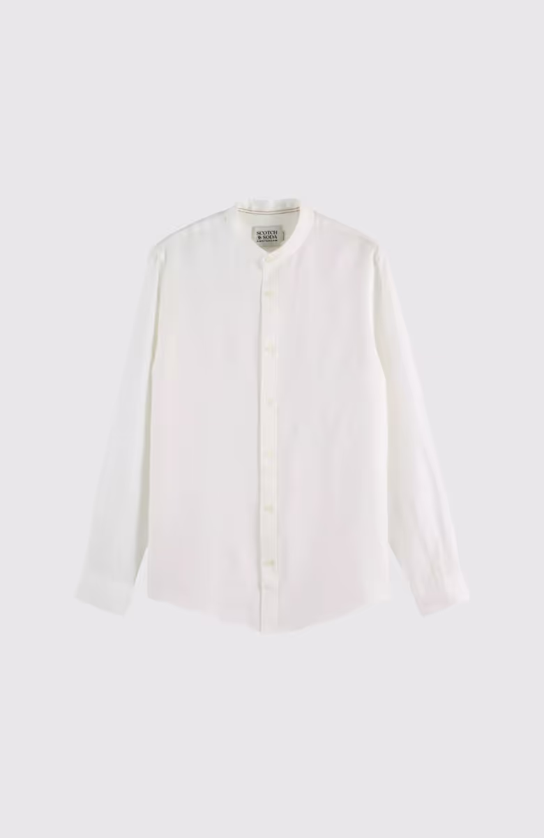 Core - Linen Shirt Ls Stand Up Collar