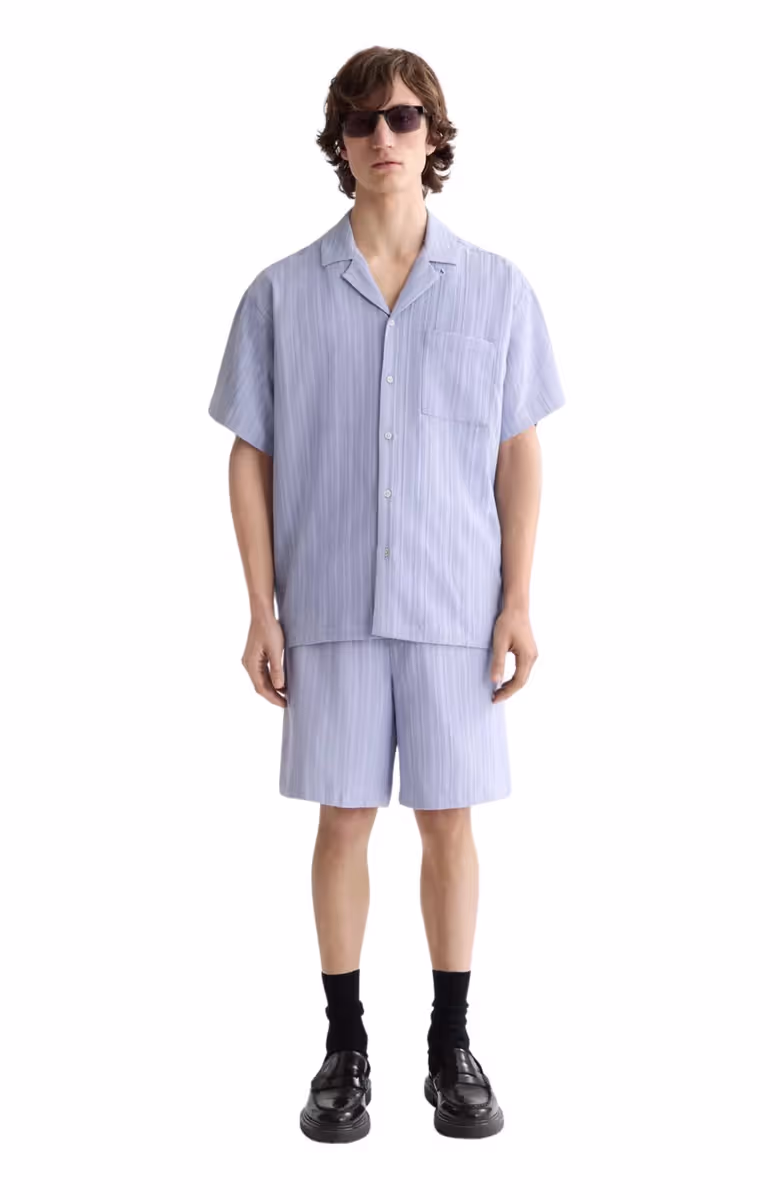 Tonal-Striped Short-Sleeved Shirt