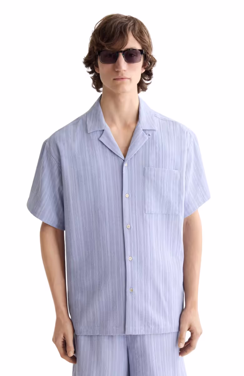 Tonal-Striped Short-Sleeved Shirt