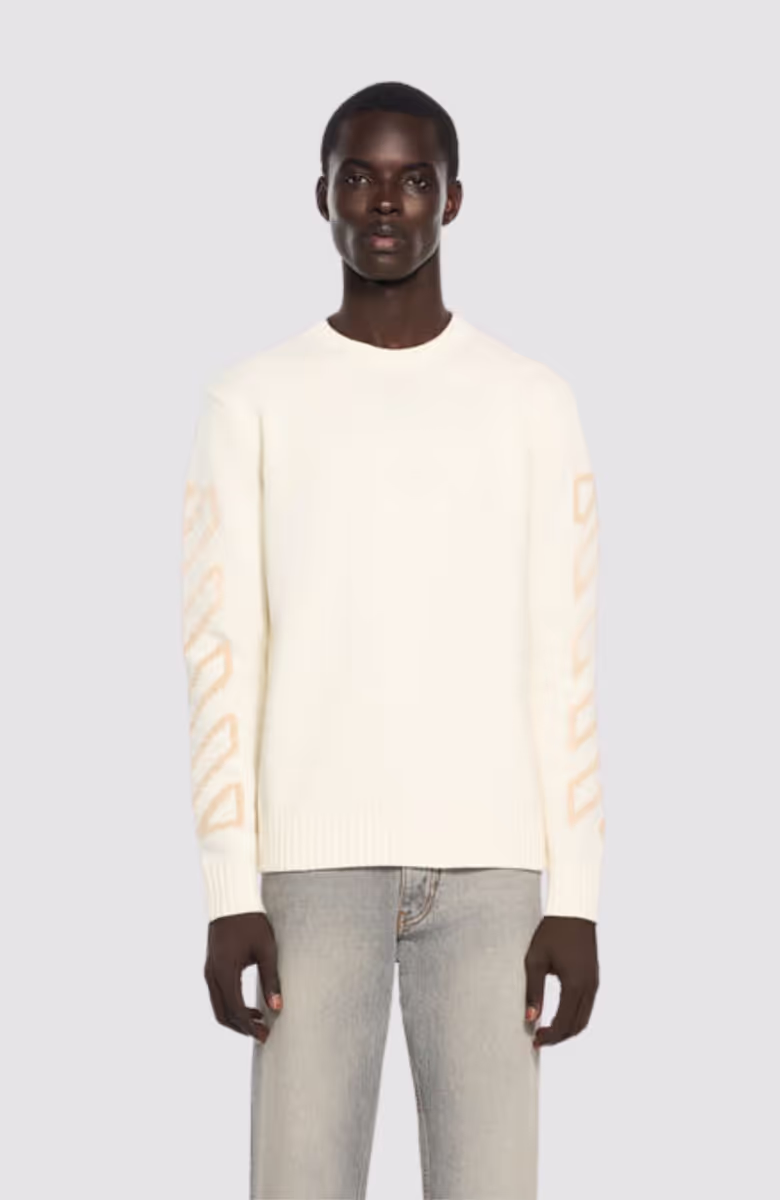 Diag Arrow Fuzzy Knit Crewneck