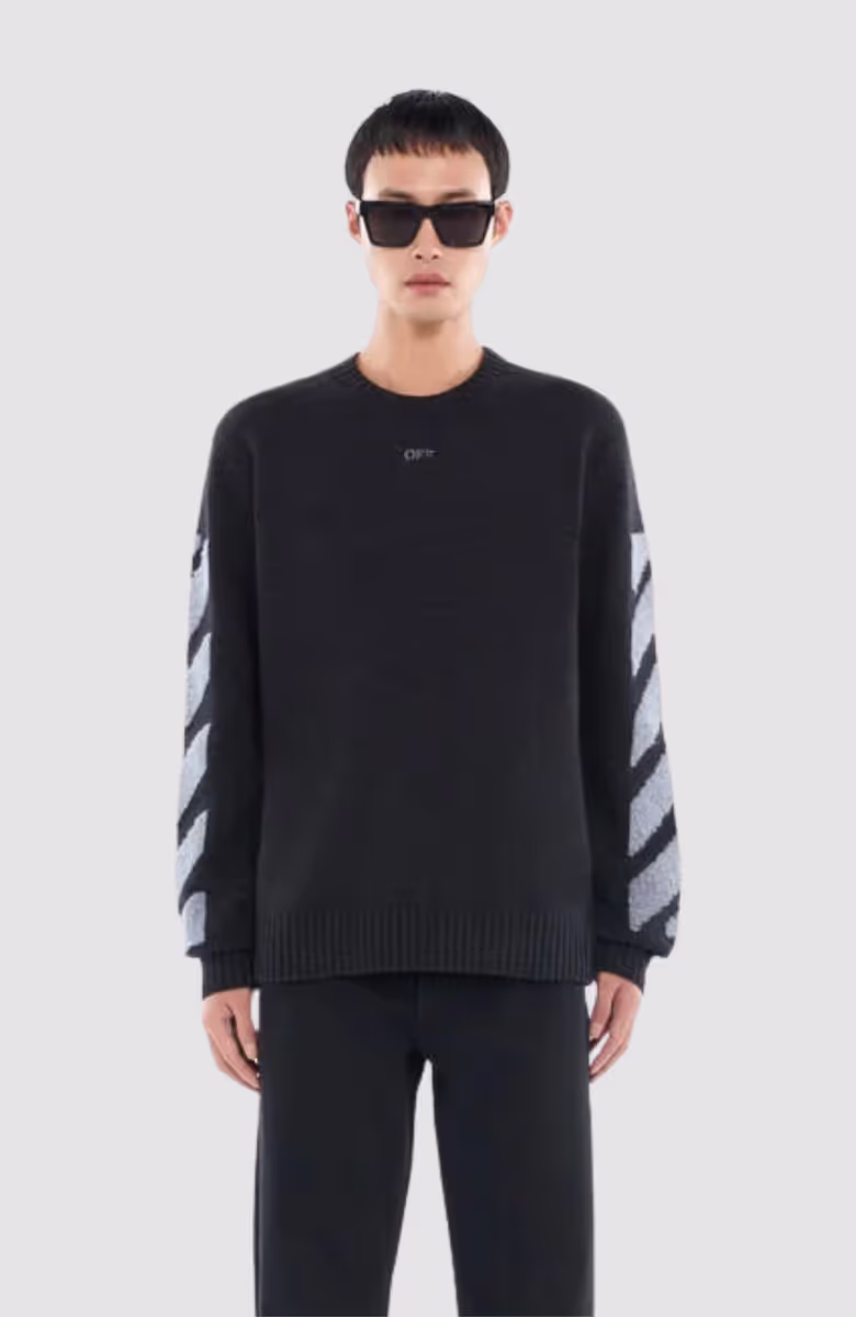 Diag Fuzzy Knit Crewneck