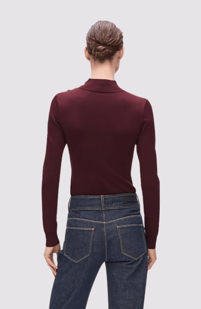 Button Detail Mock Neck