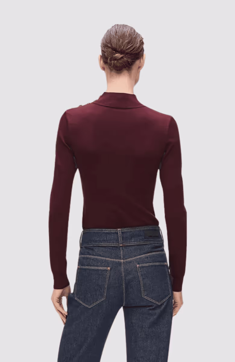 Button Detail Mock Neck